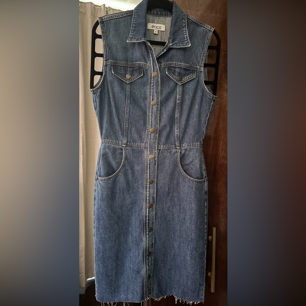 Etica Blue Denim Sleeveless Dress